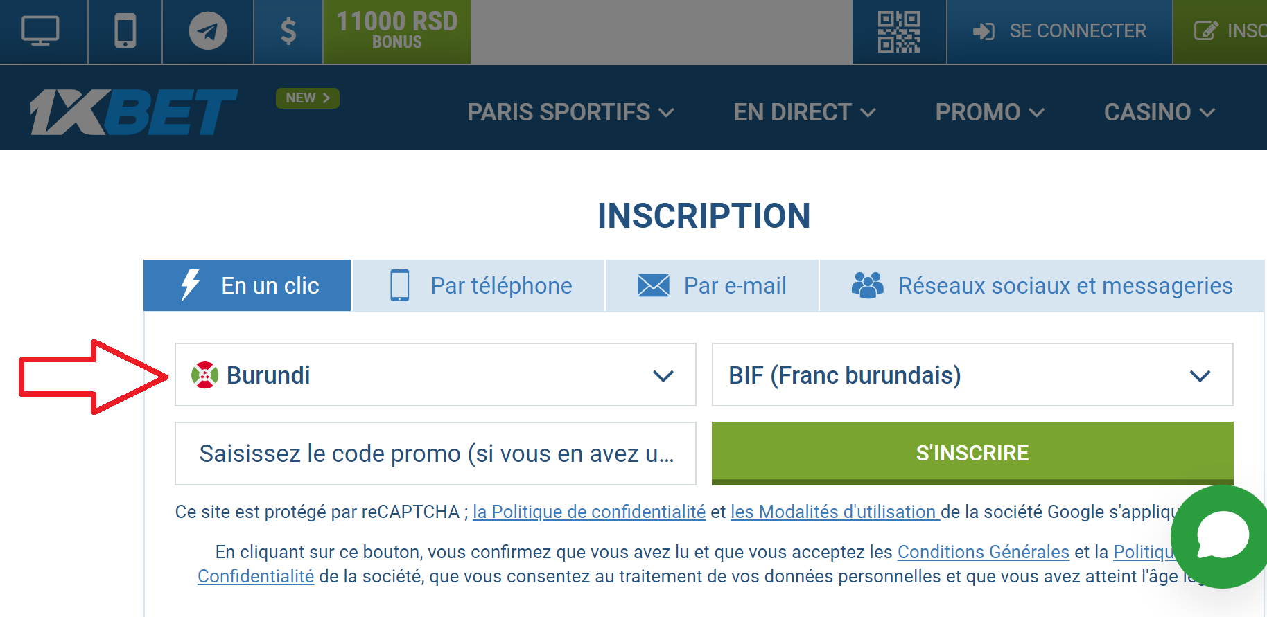 1xBet compte : L’option du numéro téléphonique